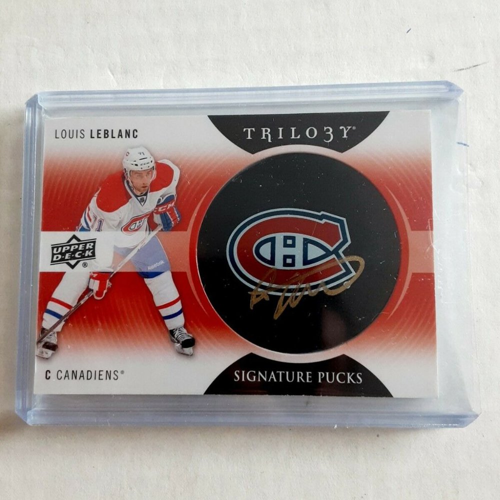 2013-14 Trilogy Louis Leblanc Signature Pucks Auto Autograph Canadiens Habs